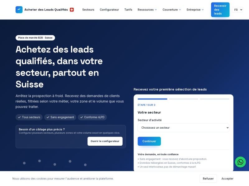 Aperçu du site Acheter des leads qualifiés