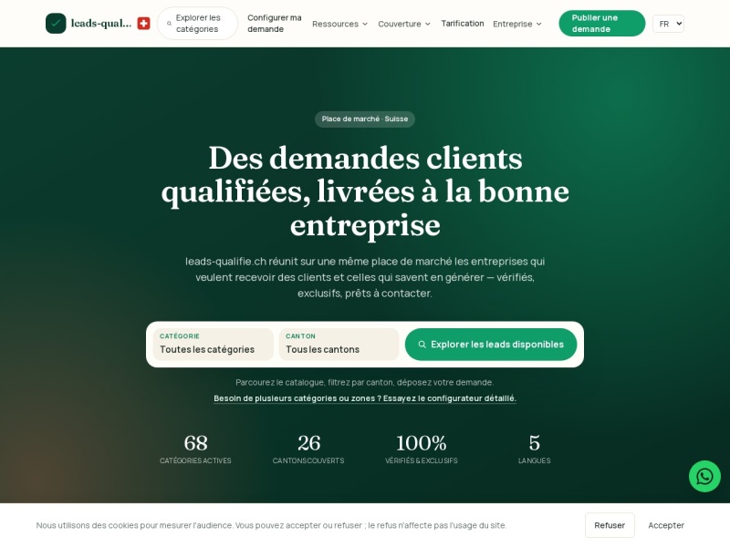Aperçu du site leads-qualifie.ch