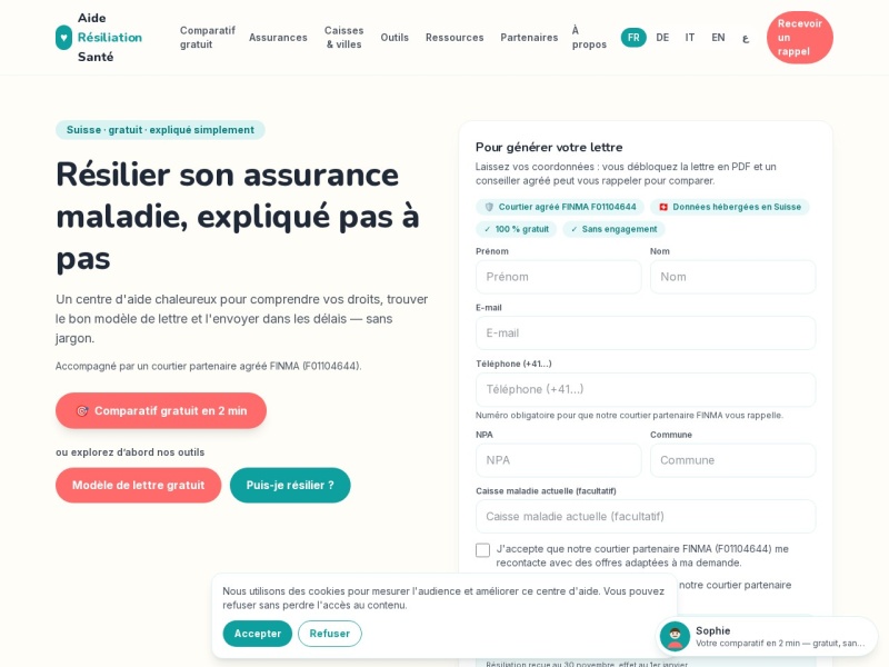 Aperçu du site Modèle lettre résiliation maladie